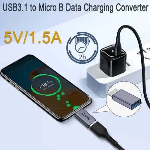 Miniatura 4 de QIANRENON Adaptador de disco duro externo USB A hembra a USB 3.0 Micro B macho de 10 Gbps USB 3.1 a Micro B convertidor de carga de datos
