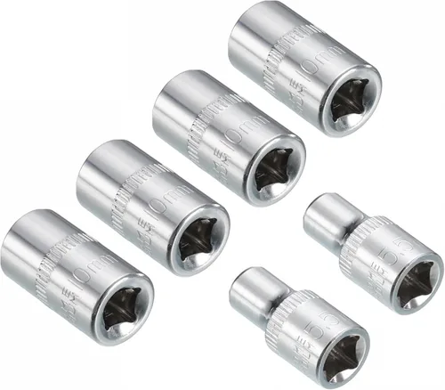 uxcell Juego de 6 llaves de vaso poco profundas de 1/4 pulgadas por 0.217 in y 0.394 in, métrico de 6 puntos, acero CR-V