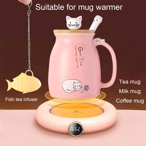 Miniatura 4 de Taza Kawaii de Té BigNoseDeer con Infusor Linda Taza de Gato de Cerámica Taza de Café Taza de Té Rosada Linda Cosas Preppy Regalos para Mujeres