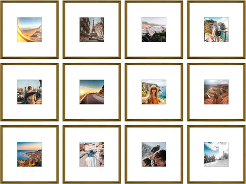 Miniatura 9 de Golden State Art, Marcos de aluminio negro de 12 x 12 pulgadas con paspartú para fotos de 8 x 8 pulgadas, marcos de metal de alta calidad