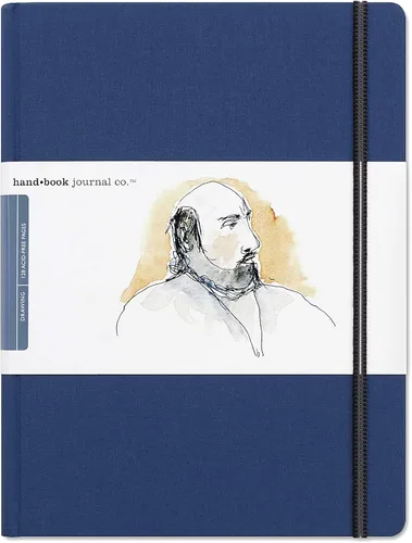 Libro de dibujo, diario de viaje, retrato grande 10-1/2 x 8-1/4, diario de artista azul ultramarino