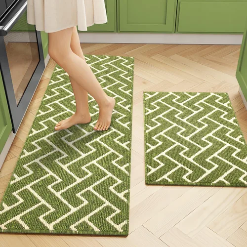 Miniatura 31 de hicorfe Juego de 2 tapetes de cocina antideslizantes para piso, cómodas alfombras de cocina lavables para pasillos, entrada, cuarto de servicio