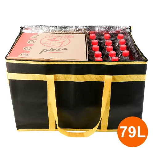 Miniatura 9 de Bodaon Paquete de 10 bolsas aisladas para entrega de alimentos para comidas calientes y frías, bolsas térmicas y enfriadoras, bolsa aislante de Negro