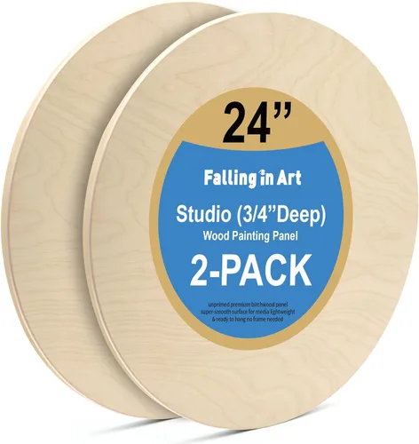 Miniatura 17 de Falling in Art Kit de paneles de lona de madera de abedul redondos sin terminar, 4 paquetes de 2 tamaños de 8 pies y 12 pies, 3/4 pulgadas