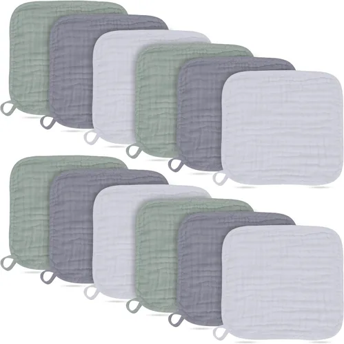 Miniatura 19 de Paquete de 12 paños de muselina para eructos, grandes de 20 x 10 pulgadas, ultra absorbentes, 100% algodón para babas y desorden del bebé, trapo