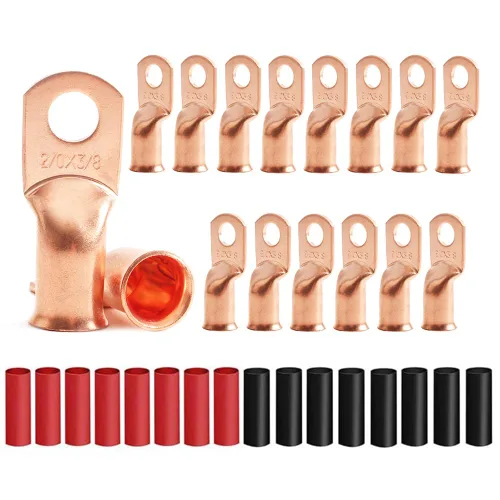 Miniatura 29 de 8 piezas de terminales de cable de cobre estañado de servicio pesado 1/0 AWG con espárrago de 3/8" y 8 piezas de terminales 1/0 AWG con espárrago
