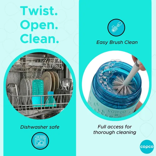 Miniatura 5 de Copco Hydra - Botella de agua de 16.9 onzas, juego de 2, a prueba de fugas, sin BPA, de tritán, apta para lavavajillas, cuerpo abierto para hielo