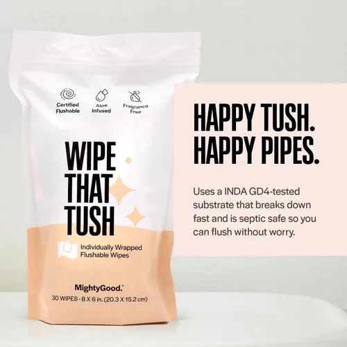 Miniatura 6 de Wipe That Tush On-The-Go Toallitas desechables a granel – 12 paquetes de 10 toallitas de viaje envueltas individualmente, 120 en total – Sin