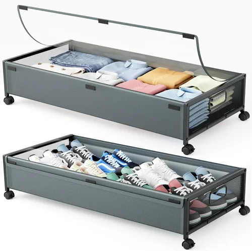 Miniatura 11 de Almacenamiento Debajo de la Cama con Ruedas, 1 Paquete Contenedores de Almacenamiento Debajo de la Cama, Almacenamiento de Zapatos Debajo de la Cama