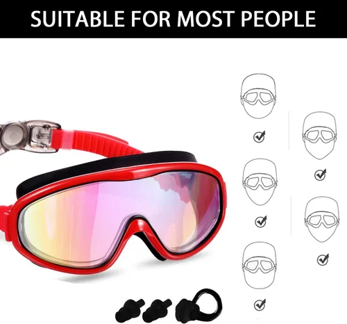 Miniatura 3 de Paquete de 2 gafas de natación para niños, gafas de natación para niños de 3 a 15 años Rojo/Negro y Blanco/Azul