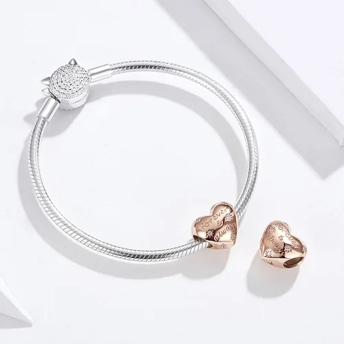 Miniatura 3 de Abalorios de ángulo de amor de plata de ley 925 con forma de corazón de amor a mano en ángulo de cuatro hojas de trébol para pies de bebé para mujer