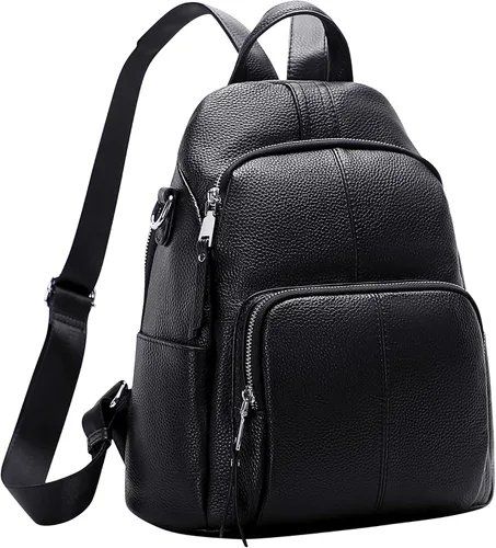 Miniatura 2 de ALTOSY Mochila de cuero suave para mujer, mochila versátil, Negro