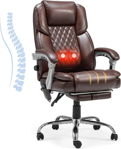 Miniatura 12 de HOMREST Silla de Oficina de Masaje de 6 Puntos con Soporte Lumbar, Silla de Oficina Ejecutiva Calefaccionada con Respaldo Reclinable, Silla de negro