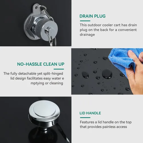 Miniatura 6 de YITAHOME Carro enfriador con ruedas de 80 cuartos de galón con abridor de botellas, enfriador portátil para patio con ruedas, carrito de bebidas