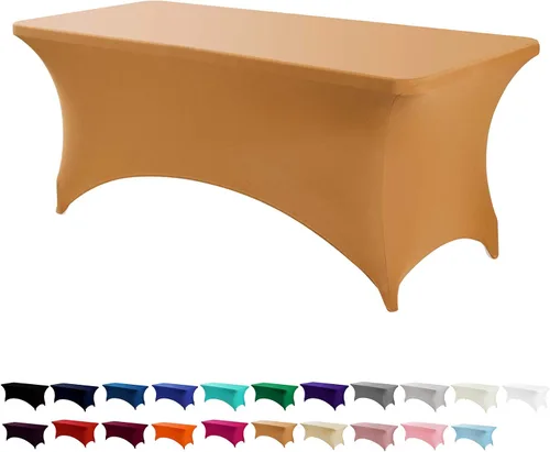 Miniatura 31 de Peomeise - Funda de mesa de elastano de 4 pies, mantel rectangular elástico de elastano (verde manzana, 4 pies)