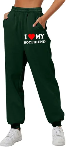 Pantalones deportivos holgados para mujer, pantalones de cintura alta