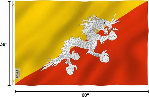 Miniatura 7 de ANLEY Fly Breeze - Bandera de Bután de 3 x 5 pies, color vivo y a prueba de decoloración, cabecera de lona y doble costura, banderas de poliéster