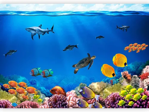 Miniatura 15 de artgeist Mural de pared premium mundo submarino, 98 x 69 pulgadas, papel tapiz no tejido XXL, decoración de pared de vellón, impresión fotográfica