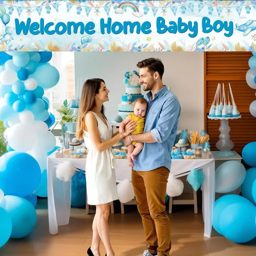 Miniatura 5 de Cartel de bienvenida a casa para bebé niño con texto en inglés "It's a Boy", decoración de baby shower, decoración de patio para niños, revelación