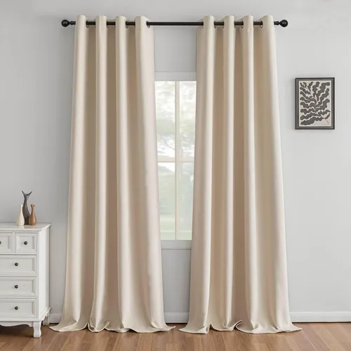 Miniatura 31 de IGEMAEVE Cortinas 100% opacas de 108 pulgadas de largo para dormitorio, juego de 2 paneles de cortinas opacas con bolsillo para barra y pestaña