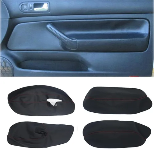 Miniatura 2 de 4 piezas de cuero de microfibra para el interior del panel de la puerta del automóvil, para VW Golf 4 MK4 Bora Jetta 1999-2005 solo 3 puertas Beige