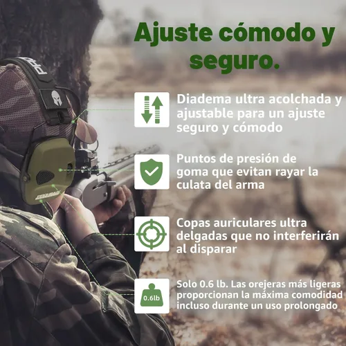 Miniatura 4 de PROHEAR Protección auditiva electrónica para tiro con amplificación de sonido 4X, orejeras de protección auditiva para campo de tiro, auriculares