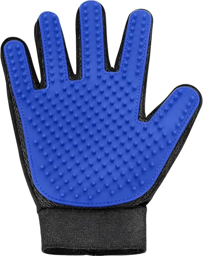 Miniatura 7 de Generic Guante de depilación de mascotas para gatos y perros, material suave para la piel, guante de masaje, tamaño grande (MANO DERECHA), azul