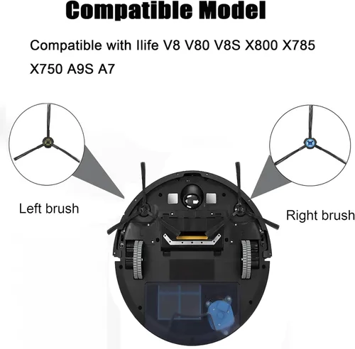 Miniatura 2 de 6 unids Cepillos laterales de repuesto para Ilife V8 V80 V8S X800 X785 X750 A9S A7 robot aspirador accesorios 3 pares izquierda y derecha azul