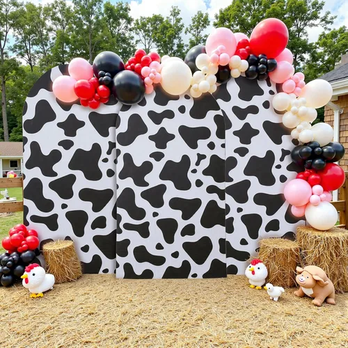 Miniatura 8 de gogoparti Cubierta de arco con estampado de vaca de 6 pies, telón de fondo de elastano sin arrugas, cubierta de arco de Chiara para fiesta temática