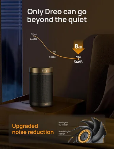 Miniatura 7 de Dreo Calentador de Espacio, Calentadores Eléctricos Portátiles para Uso Interior con Termostato y Control Remoto, Actualizado 2024, Pantalla Dorado