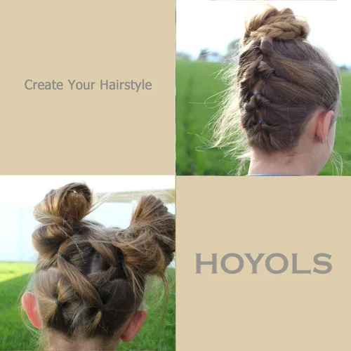 Miniatura 6 de HOYOLS Bandas de goma elásticas grandes de 1 1/4 pulgadas para ligas de pelo negro, trenzas, bandas de goma de plástico para mujeres y niñas