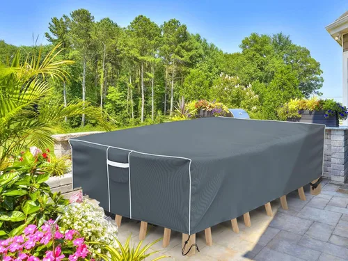Miniatura 7 de Gasadar Fundas para Muebles de Patio Exterior Impermeables, 500D Oxford, Protección para Todo Clima, Fundas para Mesa de Patio para Conjunto de Negro