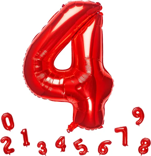 Miniatura 14 de Globos rojos de 32 pulgadas con el número 1 de aluminio para decoración de fiesta de cumpleaños (globo rojo número 1)