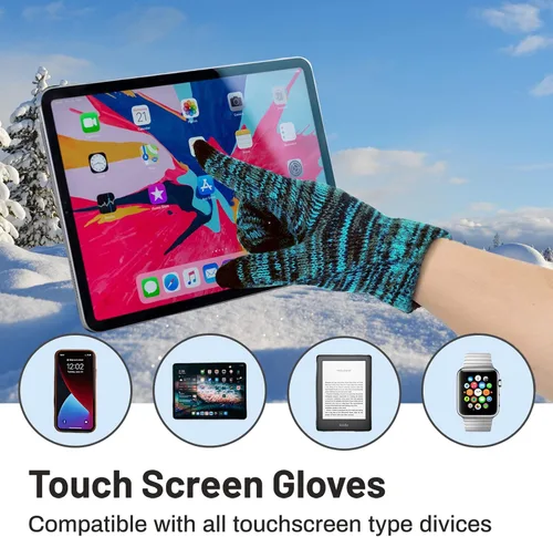 Miniatura 4 de Honnesserry Conjunto de bufanda y guantes para pantalla táctil para mujer, gorro de calavera, bufandas de cuello con forro polar