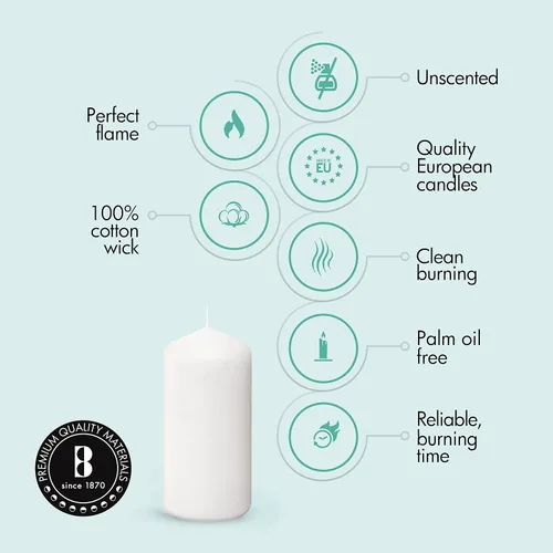 Miniatura 3 de BOLSIUS 12 velas blancas de pilar a granel, juego de velas sin perfume de 2.3 x 4.7 pulgadas, 33 horas de combustión limpia, sin aceite de palma, 0%