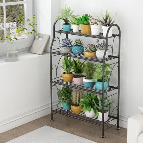 Miniatura 3 de SORCEDAS Soporte para plantas para interiores y exteriores, estante colgante de esquina de 3 niveles de alto, soportes de metal para flores, soporte