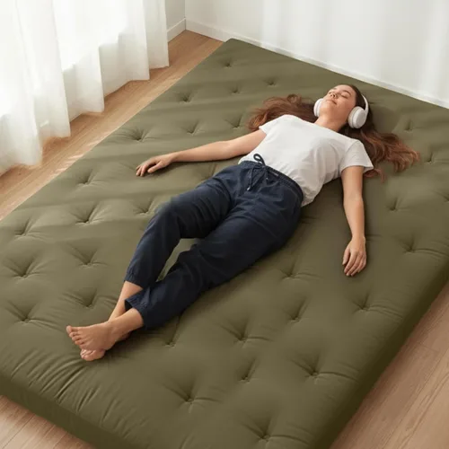 Miniatura 20 de ZonLi Colchón de Futón Japonés para Suelo Tamaño Individual de 75" x 39", Funda 100% Algodón 2.5" Engrosado, Colchón Tatami, Almohadilla Plegable