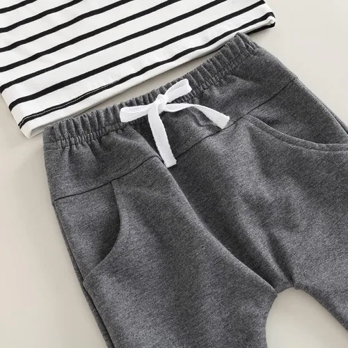 Miniatura 110 de Conjunto de 2 piezas de sudadera de manga larga con cuello redondo y pantalones casuales para bebés y niños pequeños