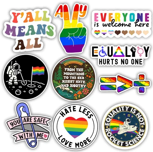 Miniatura 3 de (3 pulgadas - 3 piezas) Y'all Means All Sticker Decoración de regalo Gráfico Casco Parachoques - LGBT Transgénero Igualdad Pegatina Derechos LGBT
