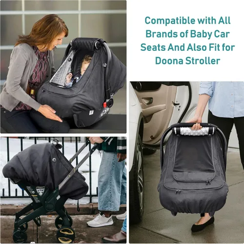 Miniatura 7 de YVMVDV - Funda impermeable para asiento de automóvil para bebé, funda de asiento de automóvil patentada para clima frío para bebés, toldo de asiento