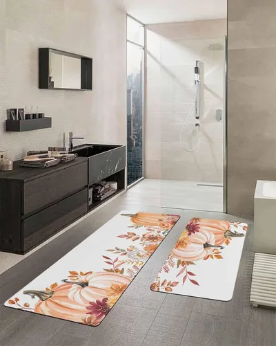 Miniatura 2 de Tapete de baño de calabaza rosa naranja para bañera, antideslizante, de secado rápido y absorbente, de tierra de diatomeas, fregadero de ducha
