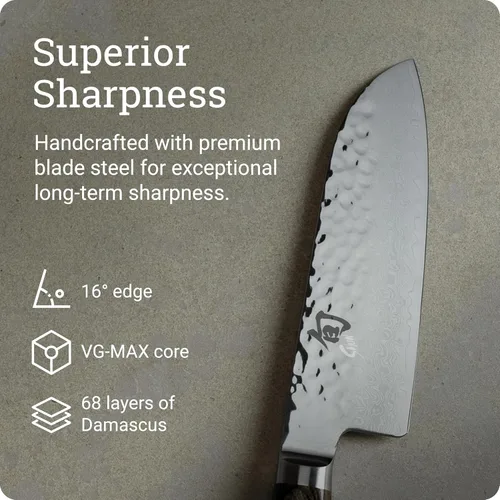 Miniatura 3 de Shun Cutlery Premier Santoku Cuchillo de 5.5 pulgadas, cuchillo de inspiración asiática para preparación de alimentos multiusos, alternativa a