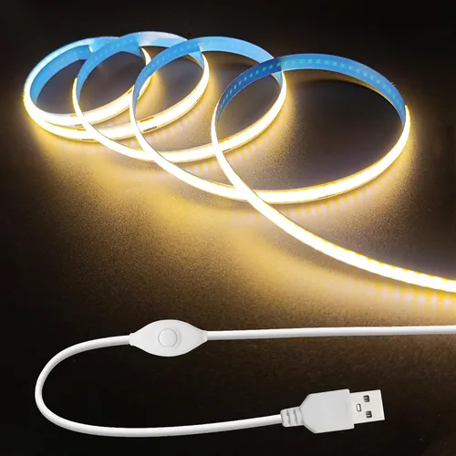 Miniatura 11 de ZSLAIFU Tira de luces LED de 5 V, tira de luz LED USB blanca, tira de luz LED de mazorca regulable de 3.28 pies, tira LED corta de alto brillo