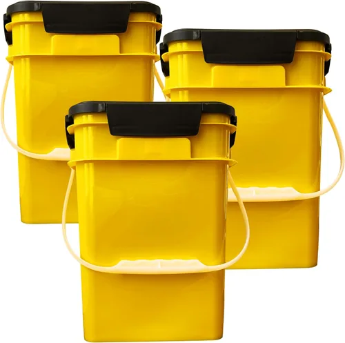 Miniatura 11 de House Naturals Cubo cuadrado de grado alimenticio de 4 galones con asas de plástico y tapa (paquete de 3) contenedores fabricados en Estados Unidos