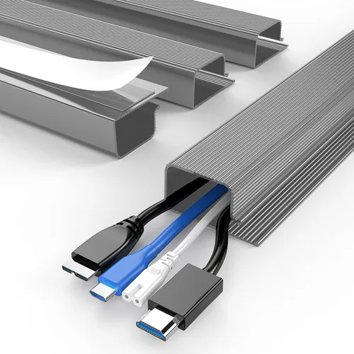 Miniatura 20 de Delamu Paquete de 2 organizadores de cables debajo del escritorio, organización de cables ordenada segura debajo de los escritorios para oficina