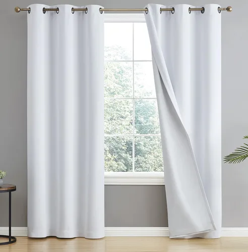Miniatura 23 de HLC.ME - Cortinas con forro que no deja pasar la luz con doble capa gruesa, cortina con ojales con aislamiento térmico y ahorro de energía para Gris