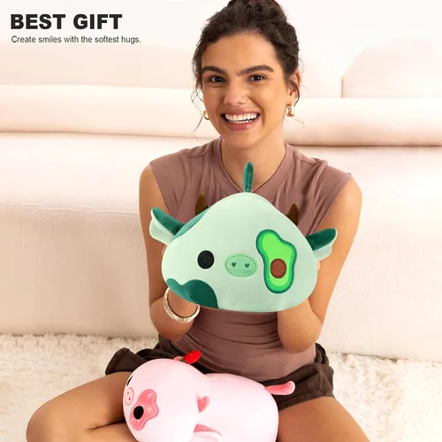 Miniatura 7 de Onsoyours Lindo peluche de vaca, suave peluche de aguacate amoroso, juguete de peluche esponjoso, almohada de aguacate, regalo para niños