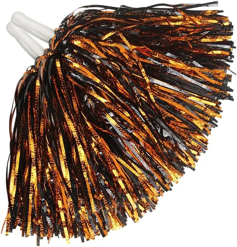 Miniatura 7 de Hooshing 12/24 unidades de pompones para porristas, pompones esponjosos metálicos brillantes para equipo de equipo deportivo, espíritu de fiesta