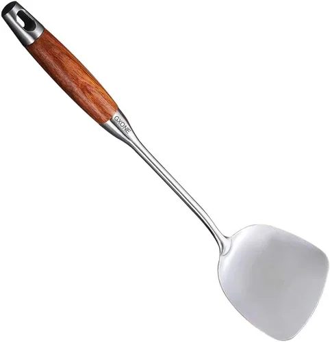 Miniatura 17 de Wok - Espátula de acero inoxidable, espátula ancha de metal con mango largo hueco, utensilios de wok, plata/14.7 pulgadas