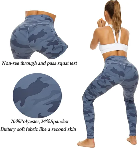 Miniatura 5 de iniber Pantalones de yoga de cintura alta con bolsillos para mujer, elásticos en 4 direcciones, suaves, para correr, entrenamiento, pantalones